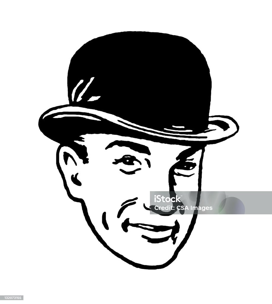 Homme portant Chapeau melon - Illustration de Chapeau melon libre de droits