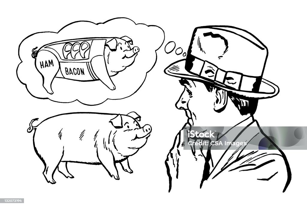 Hombre mentales disección de cerdo - Ilustración de stock de Ganado - Animal doméstico libre de derechos