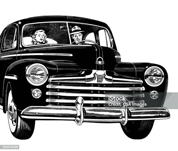 Uomo E Donna In Auto Guida - Immagini vettoriali stock e altre immagini di Automobile - Automobile, Adulto, Autista - Mestiere