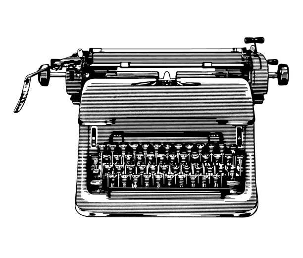 illustrazioni stock, clip art, cartoni animati e icone di tendenza di vintage macchina da scrivere - typewriter