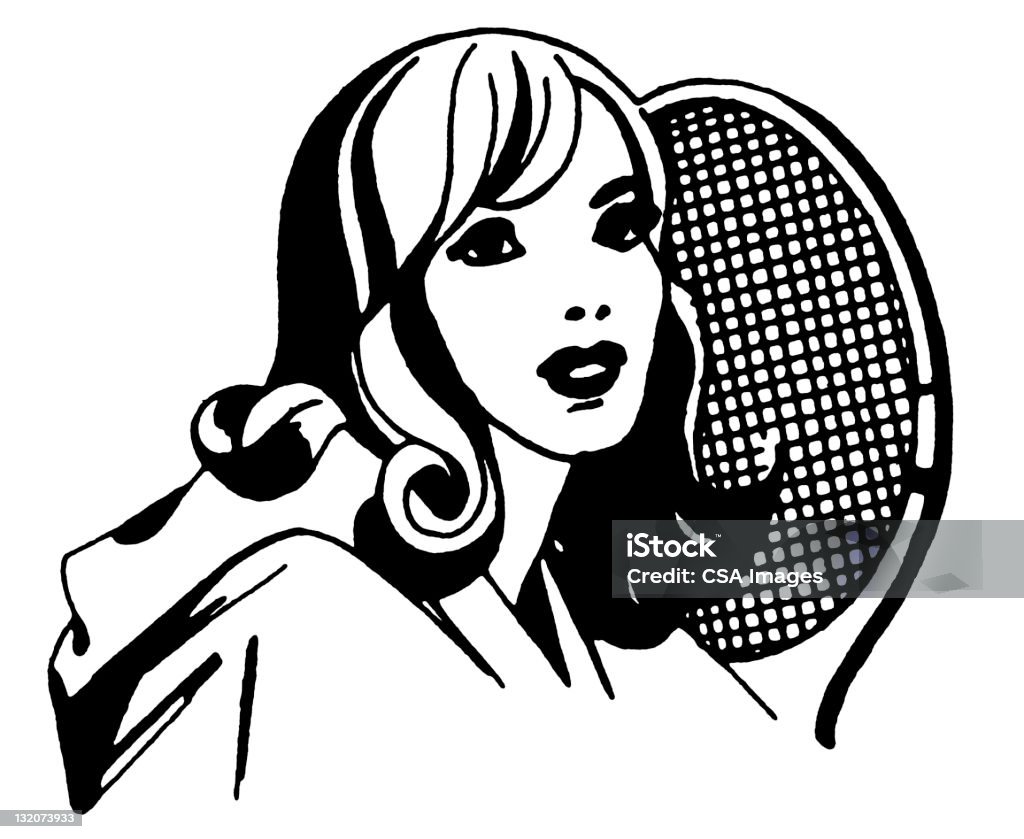 Mulher com raquete de tênis - Ilustração de Adulto royalty-free