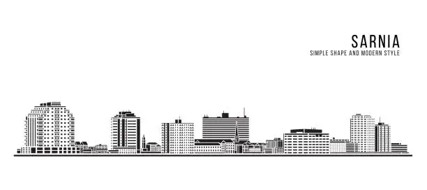 Vector illustration of Cityscape Building Abstract Simple shape and modern style art Vector design - Sarnia city