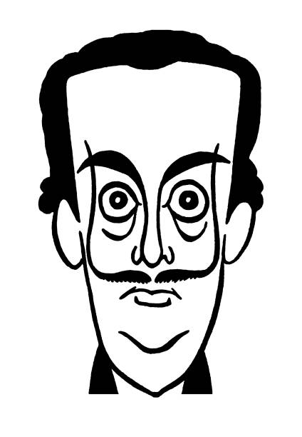 ilustrações, clipart, desenhos animados e ícones de homem com bigode - staring black and white glasses human face