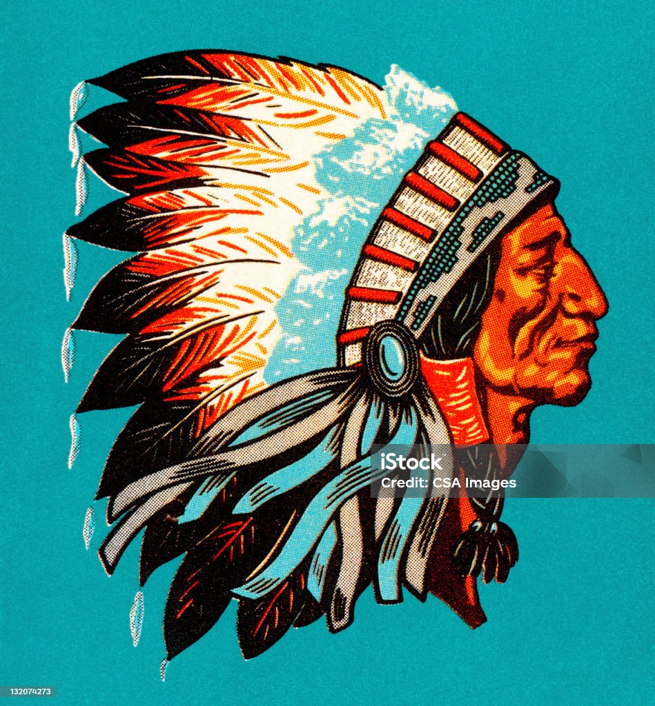 Американский Индийский главный профиль - Стоковые иллюстрации Культура племён Северной Америки роялти-фри