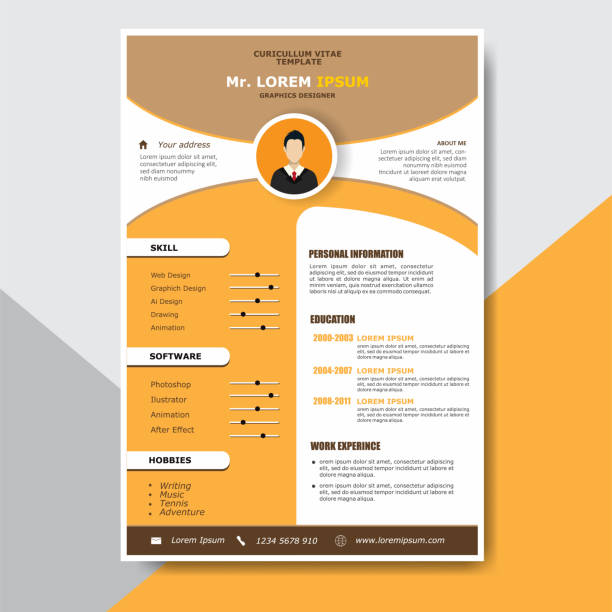 Curriculum vitae template design vector minimalist cv / resume template.Displaying your profile modern resume template stock illustrations