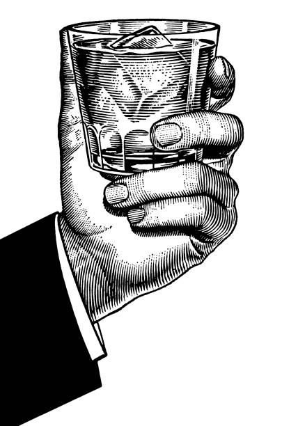 Hand Holding Low ball Glass Hand Holding Low ball Glass drink illustrations stock illustrations