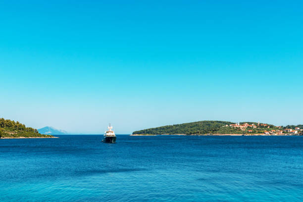 Passenger ship sailing between the islands, Korcula, Croatia.