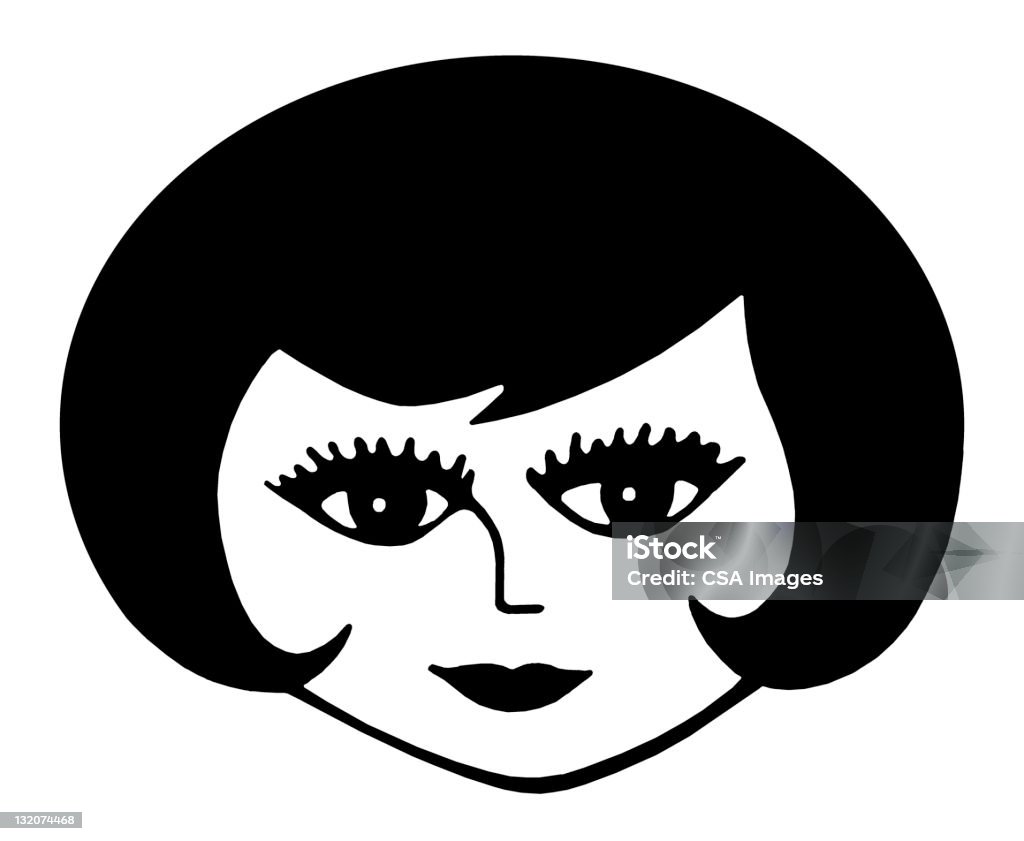 Dark Haired Woman With Bob Haircut Adult stock illustration