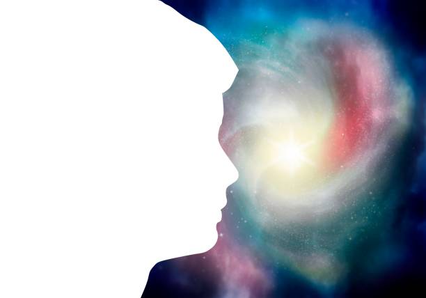 istock Universe filled with stars and head of man 1320747208