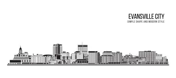 Vector illustration of Cityscape Building Abstract Simple shape and modern style art Vector design - Evansville city