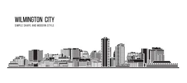 Vector illustration of Cityscape Building Abstract Simple shape and modern style art Vector design -  Wilmington city