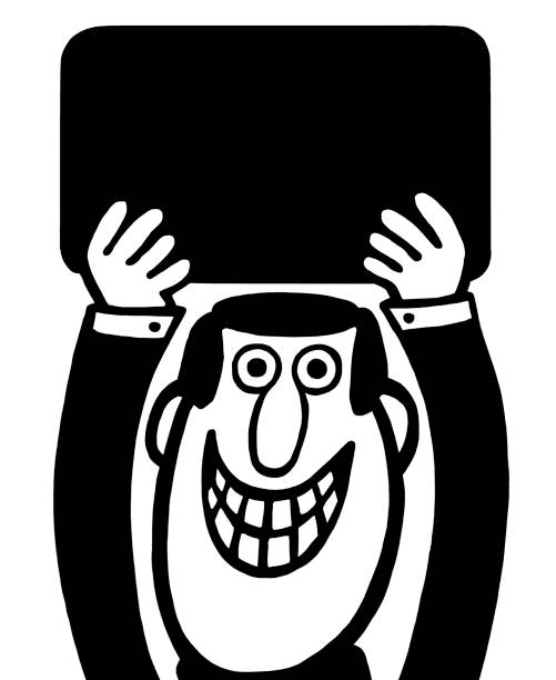 ilustraciones, imágenes clip art, dibujos animados e iconos de stock de hombre que agarra blanco señal - human hand white background men studio shot