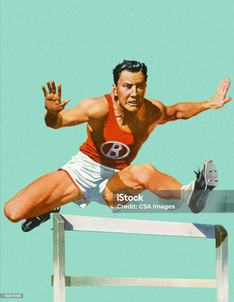 Man Jumping Hurdles Hurdle stock illustration