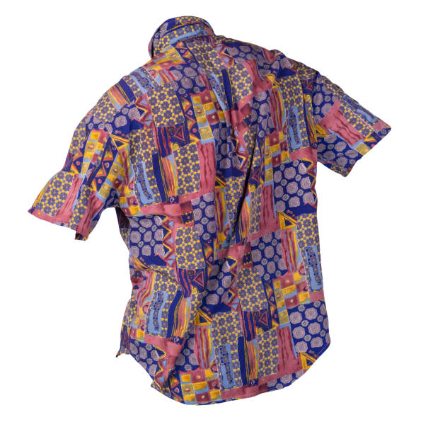 istock men's multi-colored shirt with short sleeves isolated on a white background. 1320751608