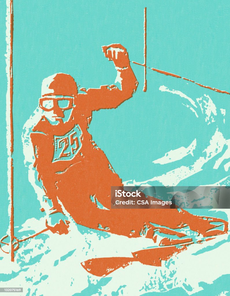 Спуск лыжах - Стоковые иллюстрации Лыжный спорт роялти-фри