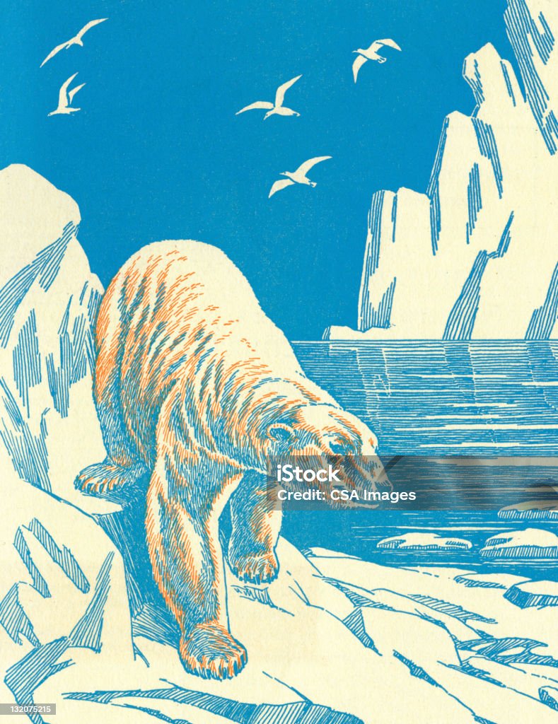 극지 취합하여 빙산 - 로열티 프리 북극곰 스톡 일러스트