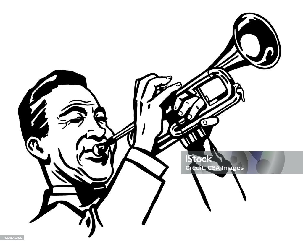 Man Playing Trumpet Trumpet stock illustration