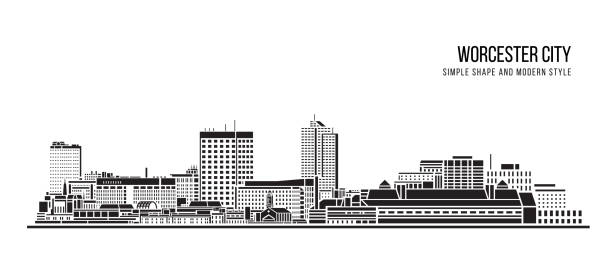 ilustrações, clipart, desenhos animados e ícones de cityscape building abstract simple shape e estilo moderno arte vector design - cidade de worcester - worcester