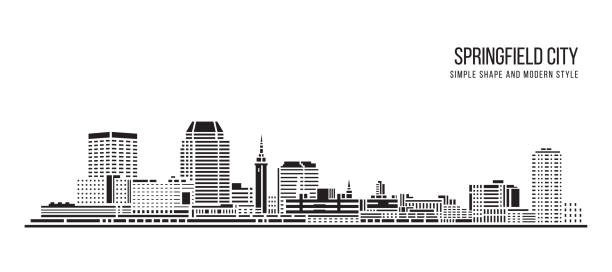 kuvapankkikuvitukset aiheesta cityscape building abstract yksinkertainen muoto ja moderni tyylitaide vektorisuunnittelu - springfield city - springfield