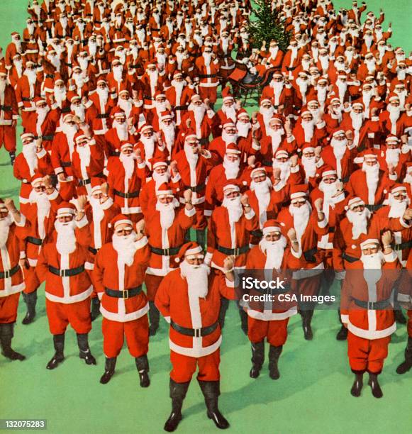 Groupe De Du Père Noël Vecteurs libres de droits et plus d'images vectorielles de Père Noël - Père Noël, Grand groupe de personnes, Foule
