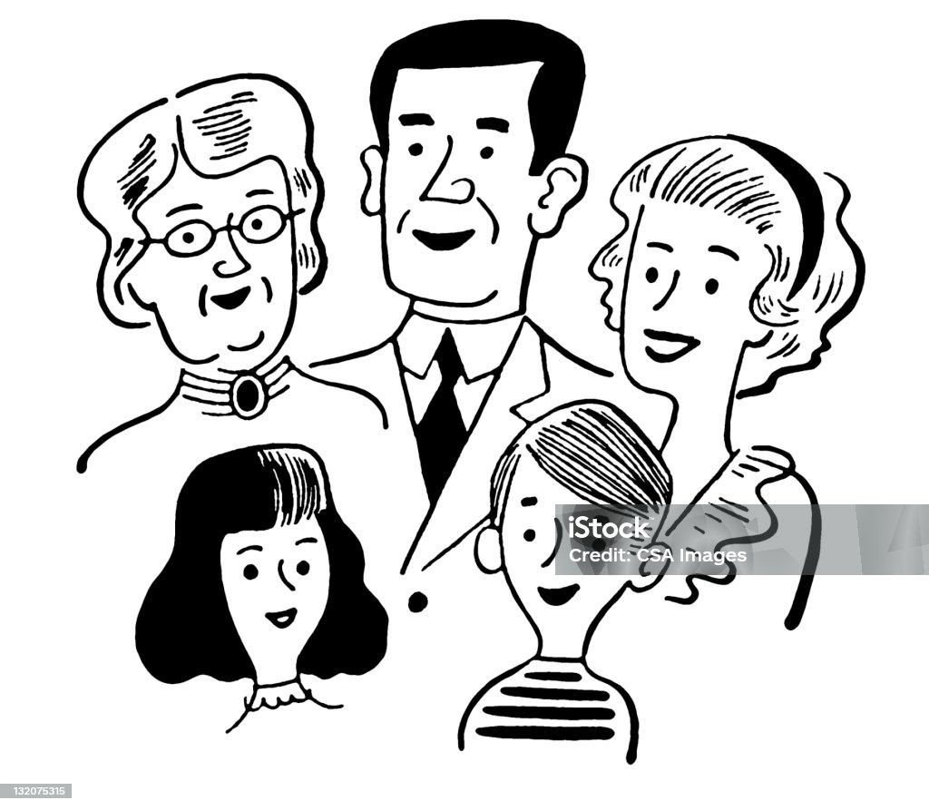 Family Five People stock illustration