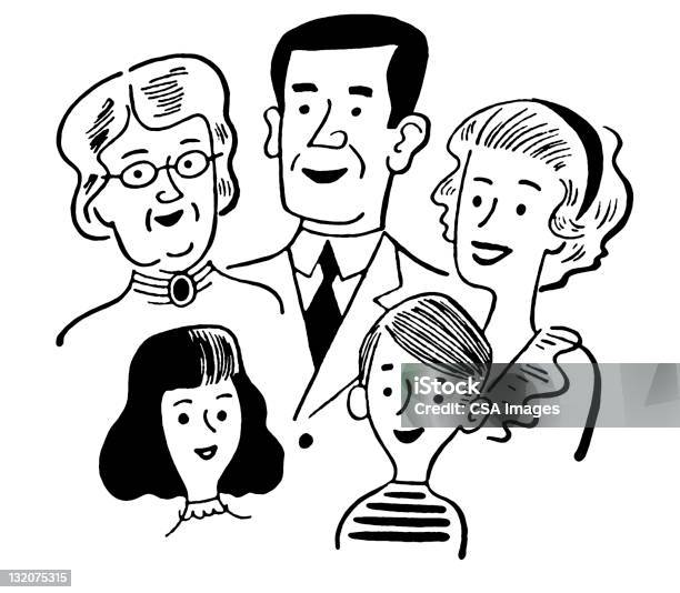 Family Stock Illustration - Download Image Now - Five People, Front View, People