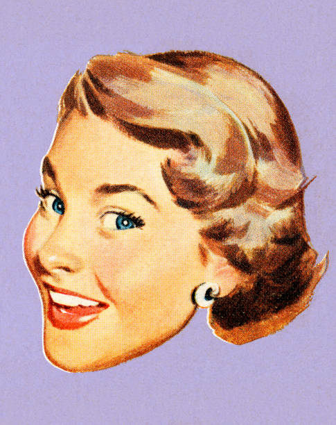 ilustraciones, imágenes clip art, dibujos animados e iconos de stock de mujer sonriente - color image colored background close up human face