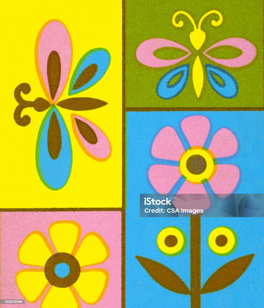 Borboleta e Flor colagem 2 - Royalty-free Flor Ilustração de stock