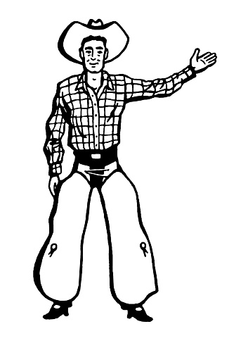 Cowboy Wearing Chaps Gesturing