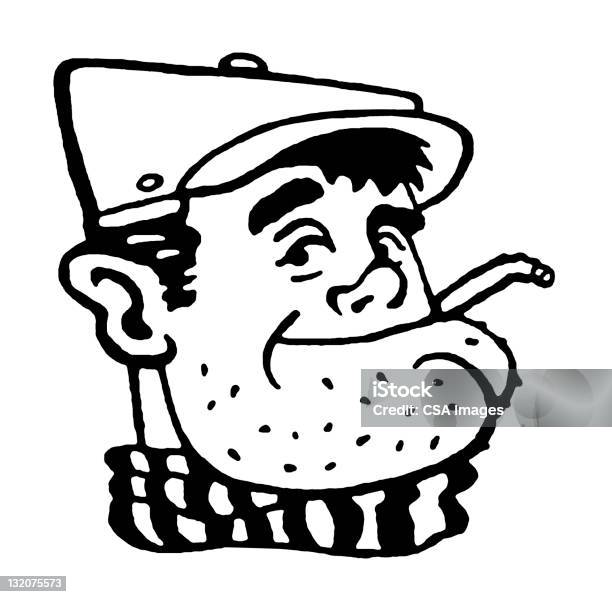 Курит Человек С Щетина — стоковая векторная графика и другие изображения на тему Лицо человека - Лицо человека, Щетина, Взрослый