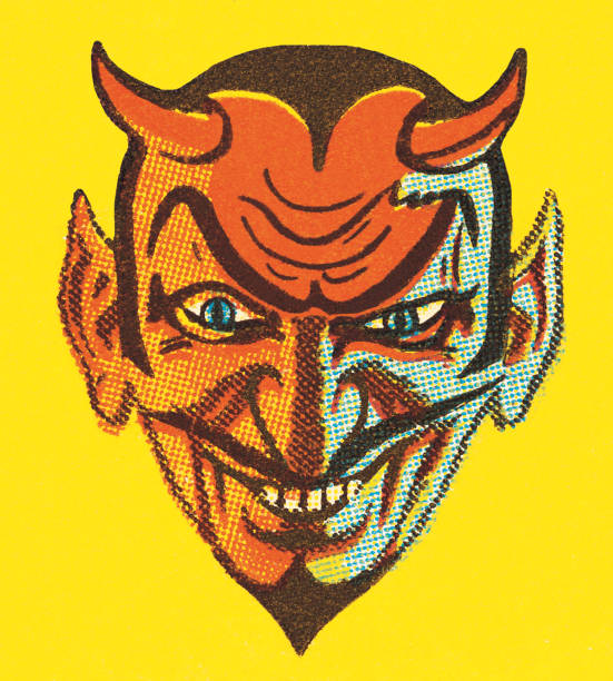 diabeł z rogami - devil stock illustrations