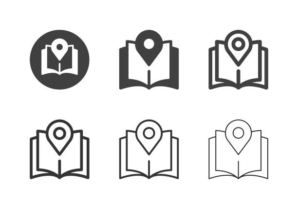 pin map magazin icons - multi-serie - multidirectional stock-grafiken, -clipart, -cartoons und -symbole