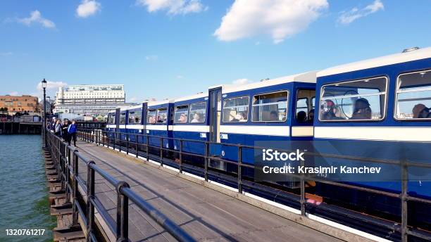 Electric Driven Train On The Longest Pleasure Pier In The World At Southendonsea March 24 2019 United Kingdom Stock Photo - Download Image Now