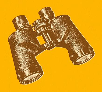 Binoculars on Orange Background