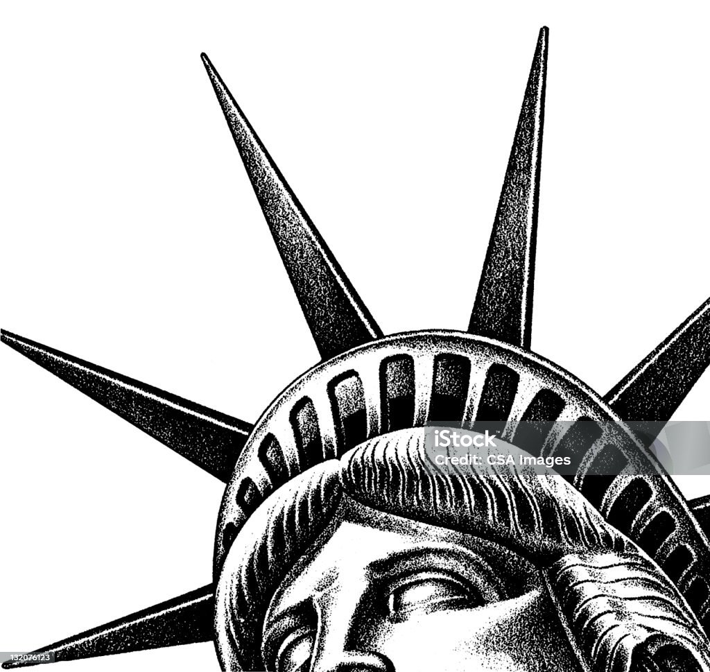 close up of Statue of Liberty Statue of Liberty - New York City stock illustration