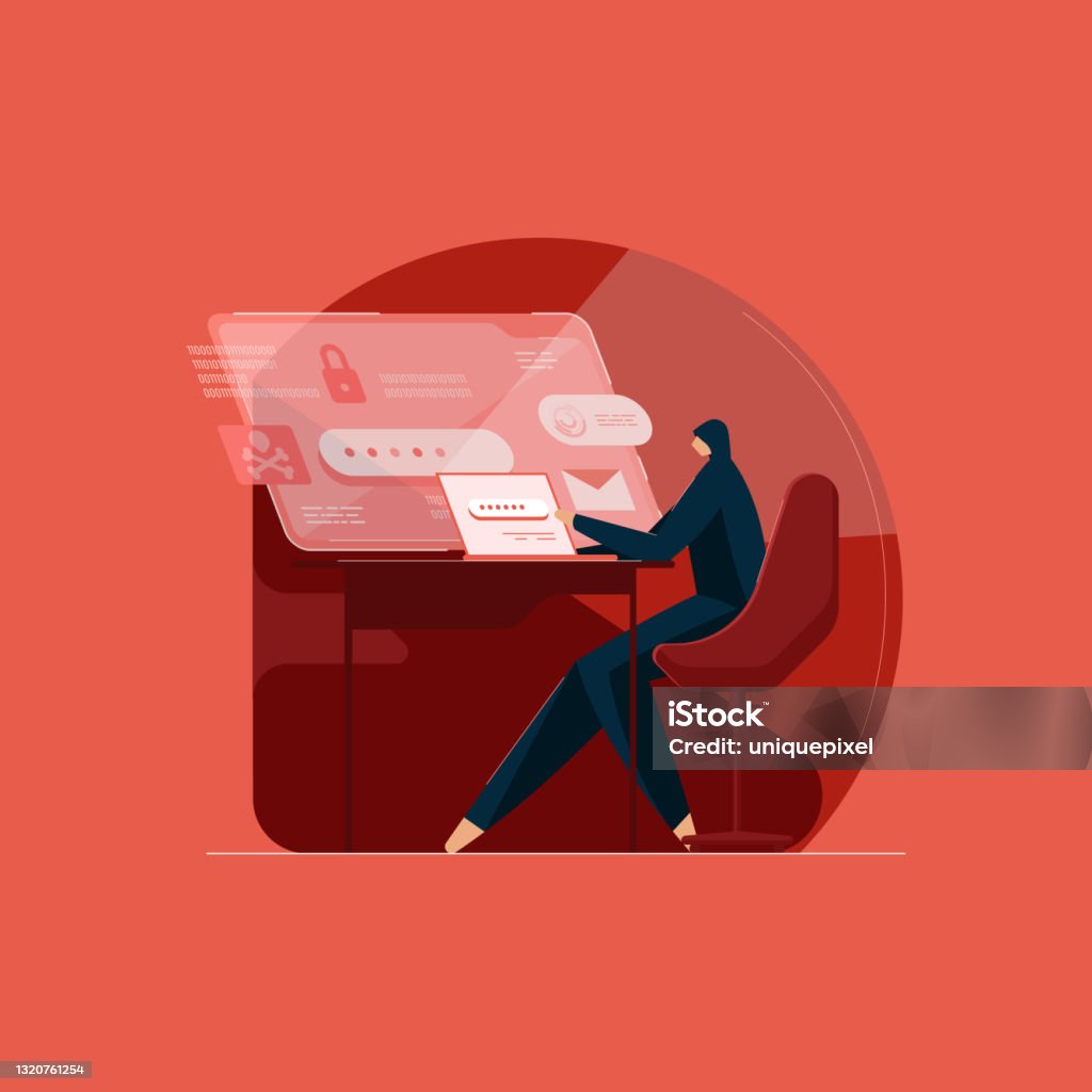 Hacker Uses A Laptop To Hack The System With Binary Code Cyber Crime ...