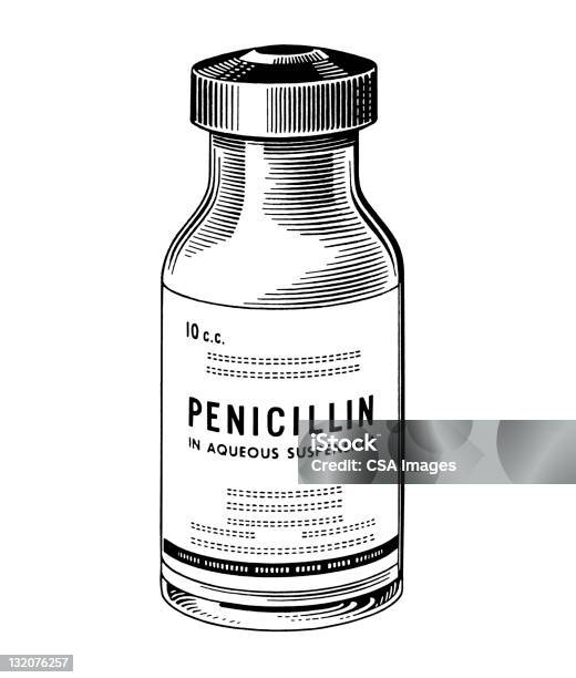 Bottiglia Di Penicillina - Immagini vettoriali stock e altre immagini di Penicillina - Penicillina, Bottiglia, Antibiotico
