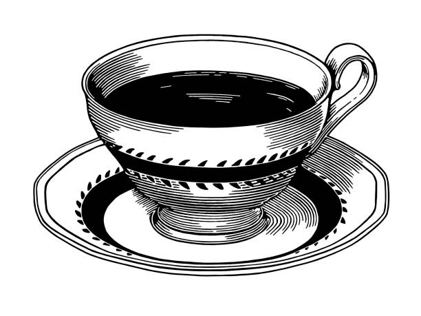 чайная чашка и блюдце - tea cup illustrations stock illustrations