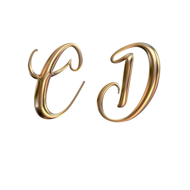 istock 3d alphabet, Golden uppercase letters C D, 1320762850