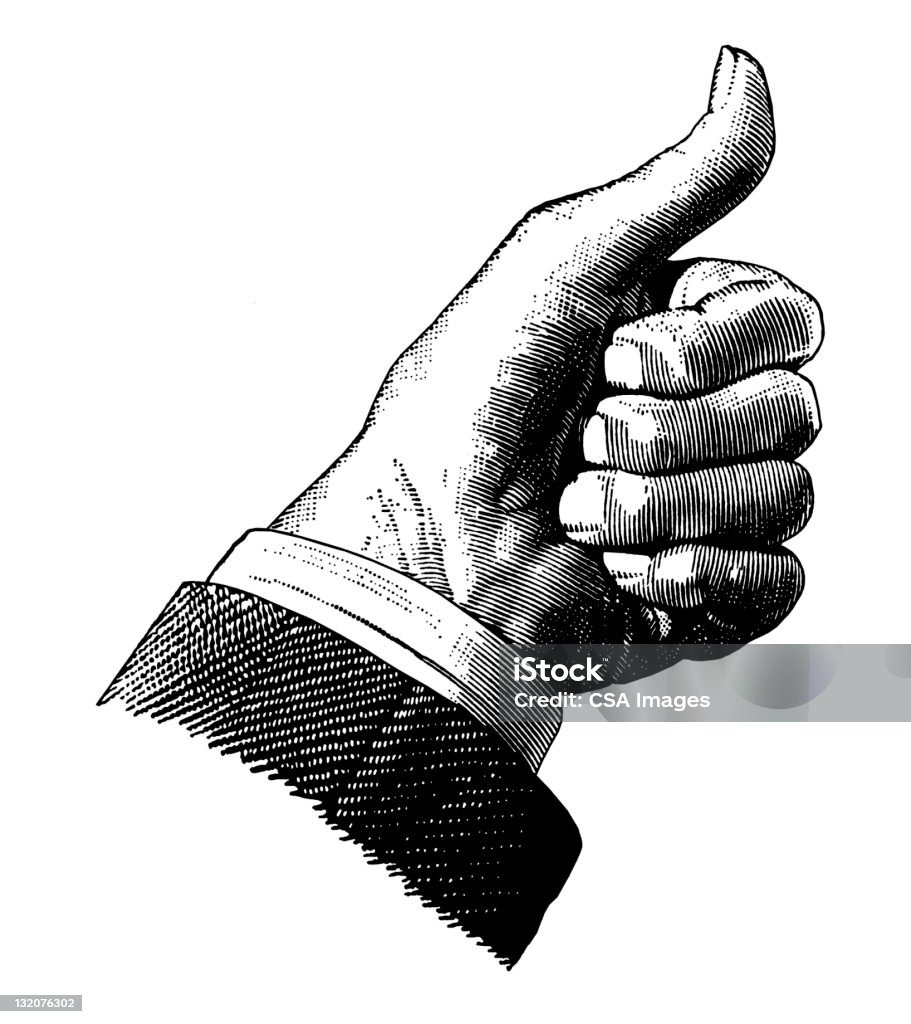 Thumbs Up Black And White stock illustration