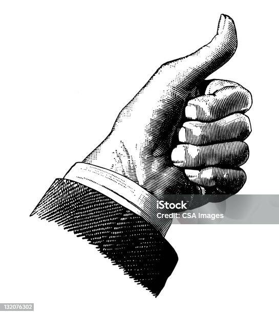 Thumbs Up Stock Illustration - Download Image Now - Black And White, Thumbs Up, Illustration