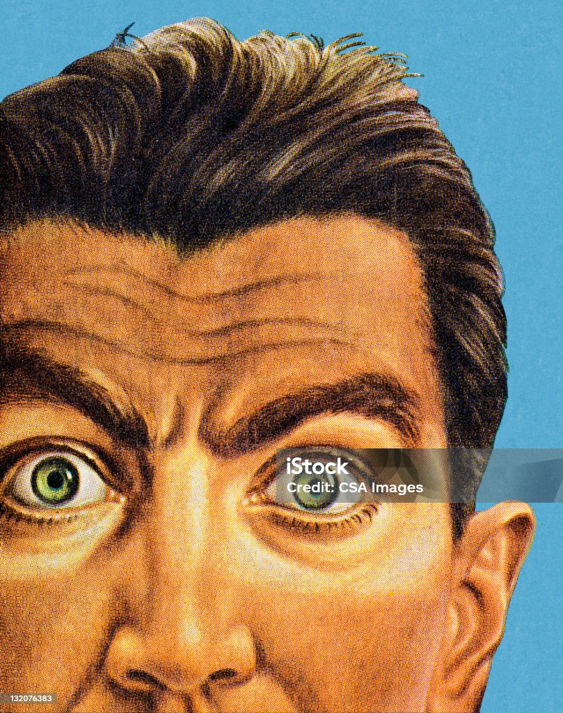 Wide Eyed Man Fear stock illustration