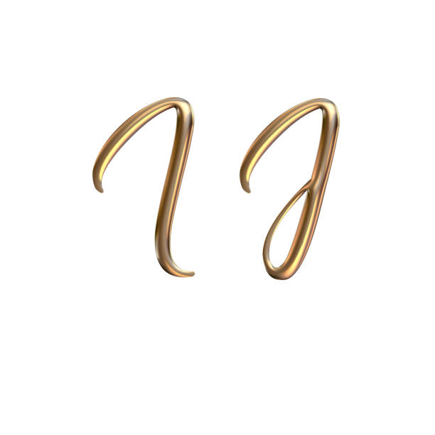 istock 3d alphabet, Golden uppercase letters I J, 3d rendering 1320763904