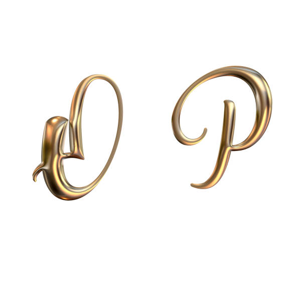 istock 3d alphabet, Golden uppercase letters O P, 3d rendering 1320763918