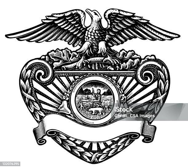 Stemma Con Aquila - Immagini vettoriali stock e altre immagini di Scudo antisommossa - Scudo antisommossa, Badge, Bianco e nero