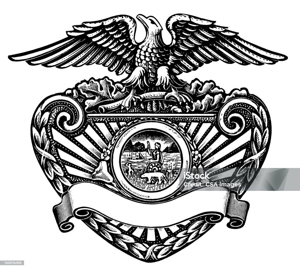 Crachá com Eagle - Royalty-free Escudo - Equipamento de Serviço de Emergência Ilustração de stock