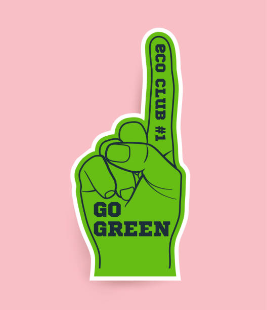 istock Go green concept with green fun glove and typographic composition. Eco activism concept for sticker or poster or t-shirt or flyer design. Vector illustration 1320765013