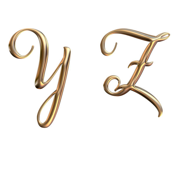 istock 3d alphabet, Golden uppercase letters Y Z, 3d rendering 1320765027