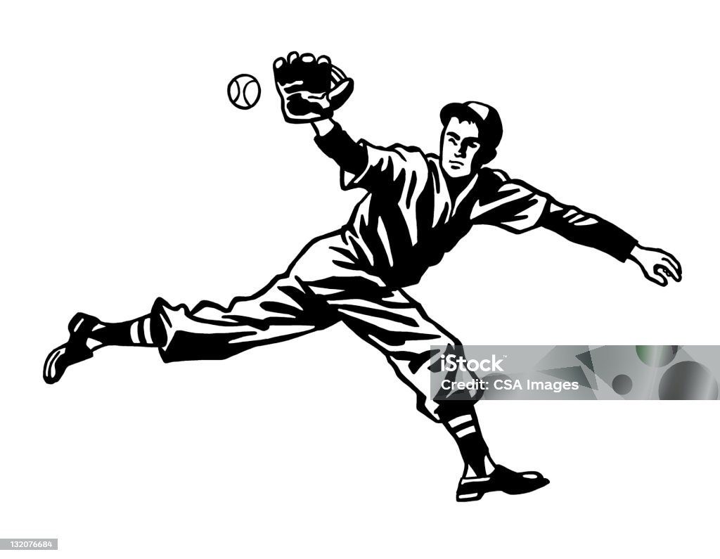 Jugador de béisbol atrapar pelota - Ilustración de stock de Béisbol libre de derechos