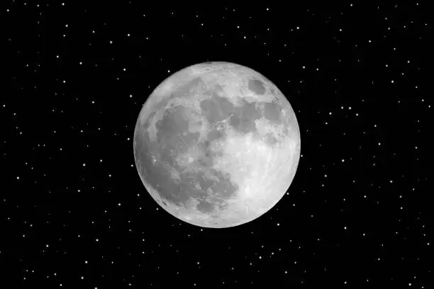 Vector illustration of Realistic full moon on night sky